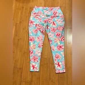 Simply Southern Pink and Blue Floral Leggings